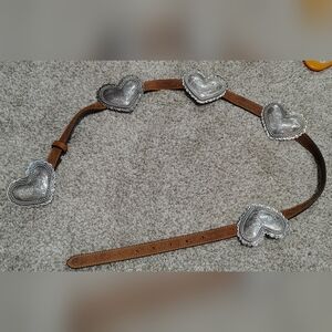 Justin Made In The USA Leather And Silver Heart Concho Belt